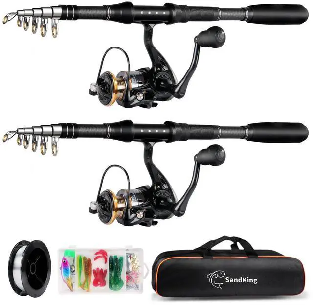 Main image of Fishing Pole Kit, Carbon Fiber Telescopic Fishing Rod and Reel Combo with Spinning Reel, Line, Bionic Bait, Hooks and Carrier Bag for Adult Teens Beginners
