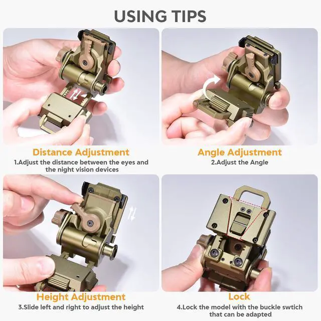 Alt view image 6 of 7 - NVG Mount for PVS14/15/18 G24 Night Vision Goggles Adjustable L4 G24 Metal NVG Helmet Mount PVS 31 CNC Dovetail NVG Mount