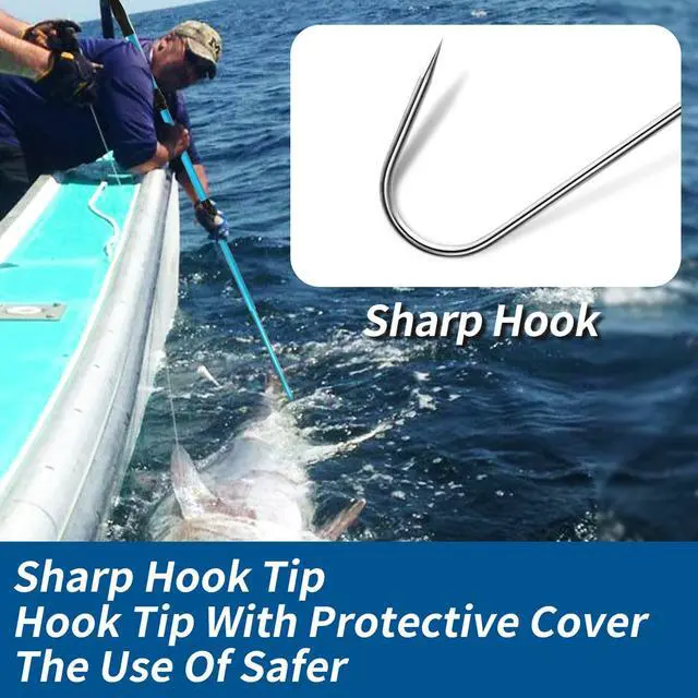 Alt view image 6 of 7 - Telescopic Fishing Gaff, Aluminum Pole, Stainless Steel M8 Hook | Ultralight 4.62oz aluminum telescopic gaff (11.4"-24") with nonslip rubber handle, sharp stainless hook & safety lanyard