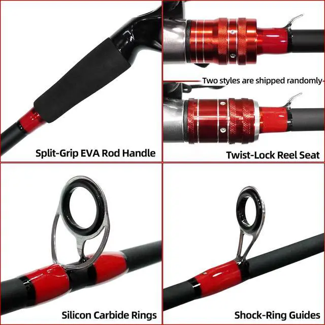 Alt view image 4 of 6 - Fishing Rod and Reel Combo, Baitcasting Combo Baitcast Reel, 6 Foot 7 Foot 2-Piece, Durable Fiberglass Wrapped Carbon Fiber Rod with Comfortable EVA Handle