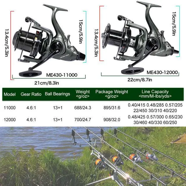 Alt view image 2 of 7 - Saltwater Spinning Reels 10000 Series Carp Fishing Reels, CNC Aluminum Spool Fishing Reels for Saltwater Freshwater