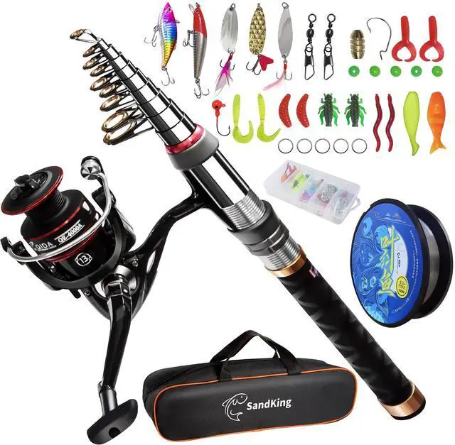 Main image of Fishing Pole Kit, Carbon Fiber Telescopic Fishing Rod and Reel Combo with Spinning Reel, Line, Bionic Bait, Hooks and Carrier Bag, Fishing Gear Set for Beginner Adults