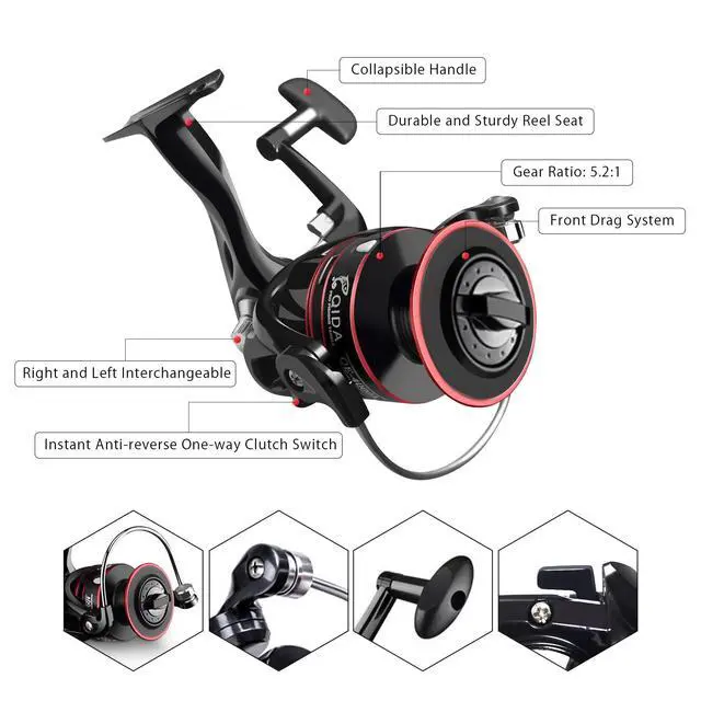 Alt view image 3 of 7 - Fishing Pole Kit, Carbon Fiber Telescopic Fishing Rod and Reel Combo with Spinning Reel, Line, Bionic Bait, Hooks and Carrier Bag, Fishing Gear Set for Beginner Adults