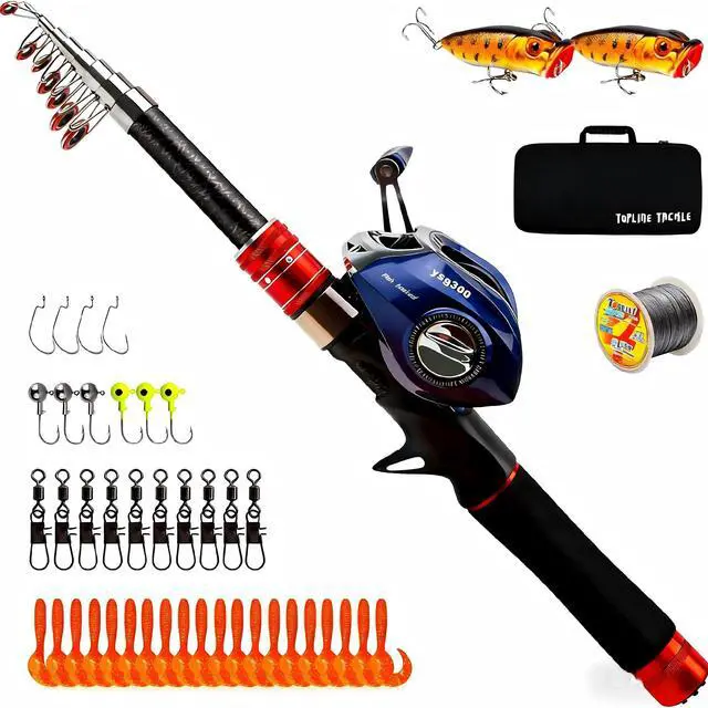 Main image of Telescopic Fishing Rod and Reel Combos, Carbon Fiber Fishing Rod with Stainless Steel Baitcasting Reel Portable Fishing Pole Reel Combo for Travel Saltwater Freshwater