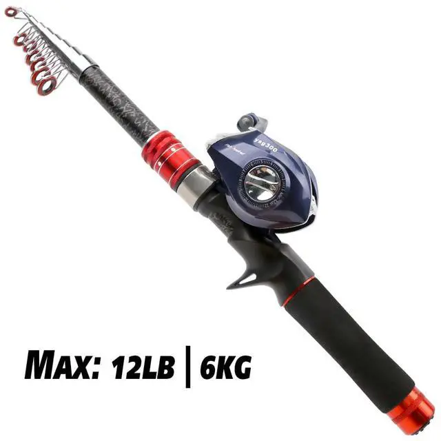 Alt view image 7 of 7 - Telescopic Fishing Rod and Reel Combos, Carbon Fiber Fishing Rod with Stainless Steel Baitcasting Reel Portable Fishing Pole Reel Combo for Travel Saltwater Freshwater