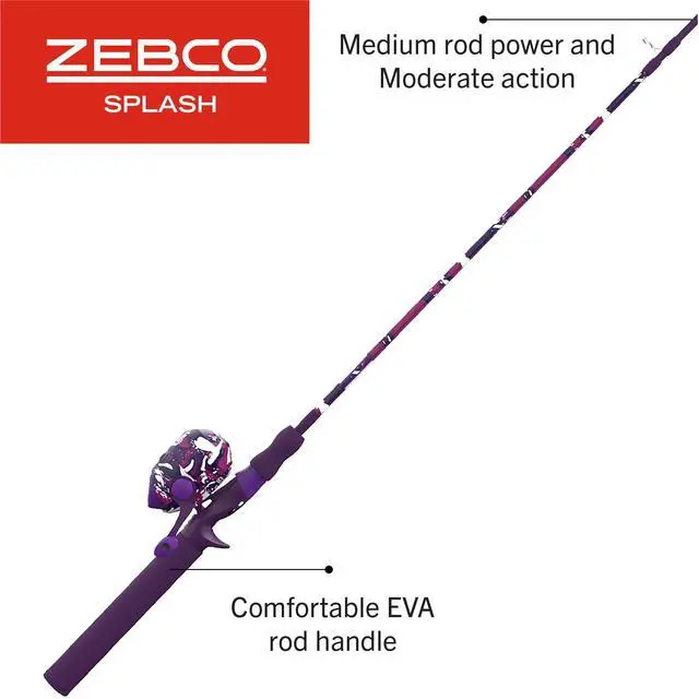 Alt view image 6 of 7 - Splash Spincast Reel and Fishing Rod Combo, Fiberglass Rod, Ball Bearing System, All Metal Gears, 8-Pound Line