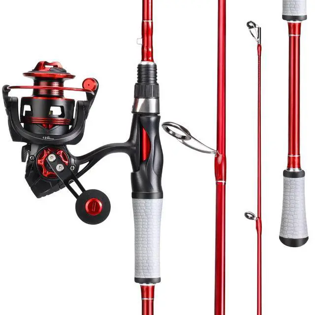 Alt view image 3 of 7 - Spirit Flame Fishing Rod Reel Combo, Spinning Fishing Pole with Graphite 2Pc Blanks, Stainless Steel Guides
