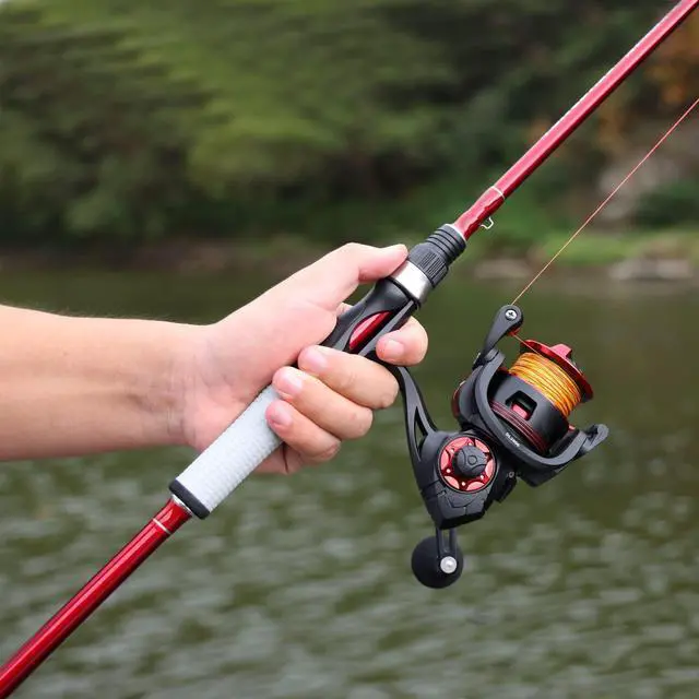 Alt view image 7 of 7 - Spirit Flame Fishing Rod Reel Combo, Spinning Fishing Pole with Graphite 2Pc Blanks, Stainless Steel Guides