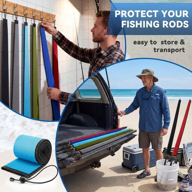 Alt view image 4 of 7 - Neoprene Fishing Rod Sleeves, 2.5MM Thick Tangle-Free Covers, Protective Sock for Spinning Casting Rods, Travel Storage
