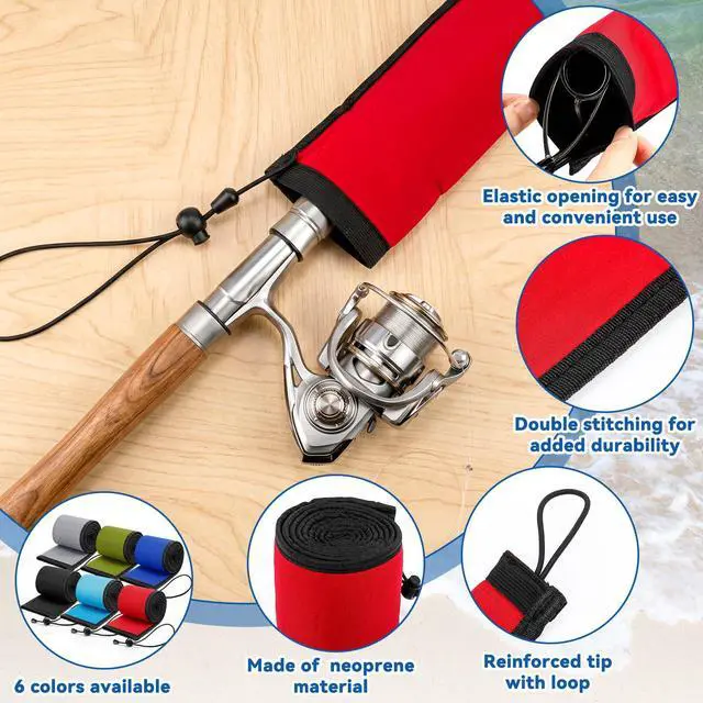 Alt view image 5 of 7 - Neoprene Fishing Rod Sleeves, 2.5MM Thick Tangle-Free Covers, Protective Sock for Spinning Casting Rods, Travel Storage