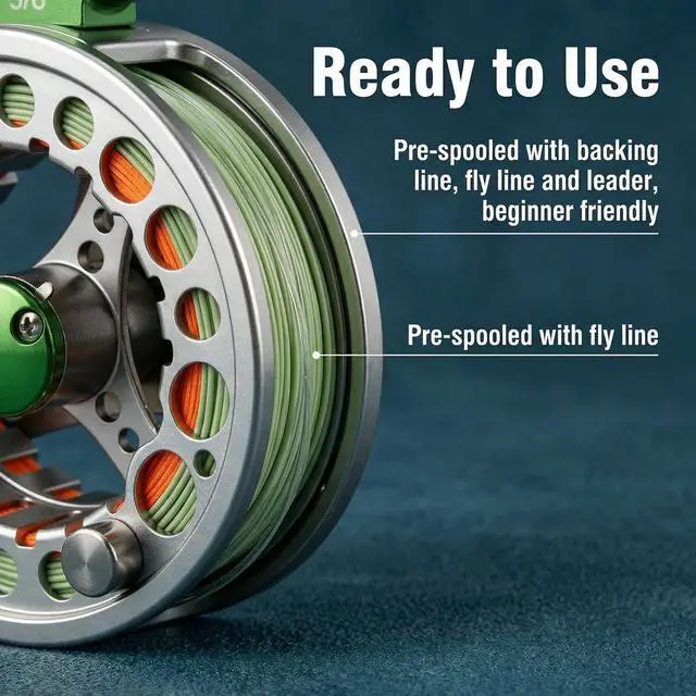 Alt view image 5 of 7 - Fly Fishing Reel with Aluminum Alloy Body 5/6wt Die Cast Pre-Loaded Fly Reel with Line Combo for Trout Bass Carp Pike Panfish