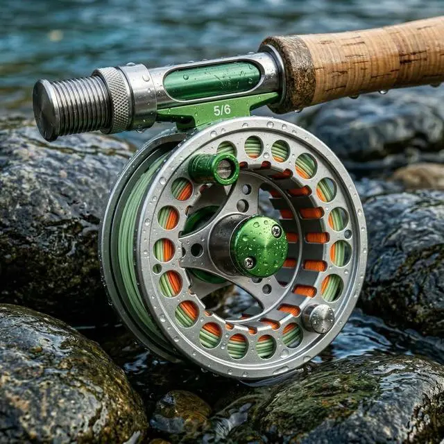 Alt view image 7 of 7 - Fly Fishing Reel with Aluminum Alloy Body 5/6wt Die Cast Pre-Loaded Fly Reel with Line Combo for Trout Bass Carp Pike Panfish