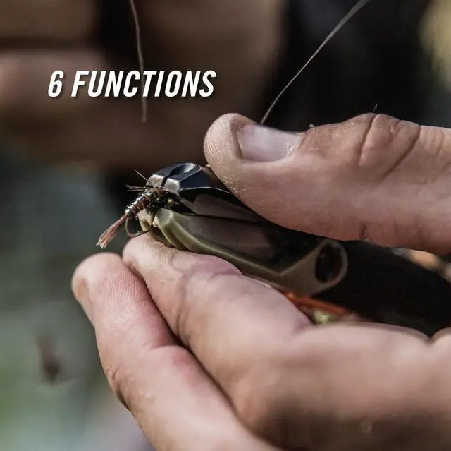 Alt view image 5 of 7 - Gear LineDriver - Fishing Line Multitool with Spinning Line Vise, Tether Ring, Eyelet Clearing Spike, Hook Threader, Scissors & Split Shot Crimper - Premium Fishing Gear