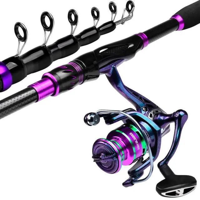 Alt view image 2 of 7 - Fishing Rod and Reel Combo - 6.9ft Telescopic Spincast Rod with Left Handed Baitcasting Reel Combos - Sea Saltwater Freshwater Ice Bass Fishing Tackle Set - Fishing Rods Kit