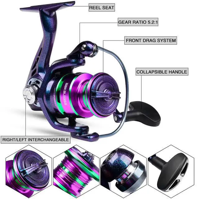 Alt view image 5 of 7 - Fishing Rod and Reel Combo - 6.9ft Telescopic Spincast Rod with Left Handed Baitcasting Reel Combos - Sea Saltwater Freshwater Ice Bass Fishing Tackle Set - Fishing Rods Kit