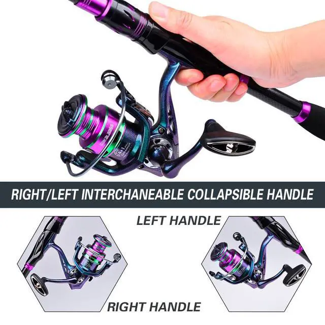 Alt view image 7 of 7 - Fishing Rod and Reel Combo - 6.9ft Telescopic Spincast Rod with Left Handed Baitcasting Reel Combos - Sea Saltwater Freshwater Ice Bass Fishing Tackle Set - Fishing Rods Kit