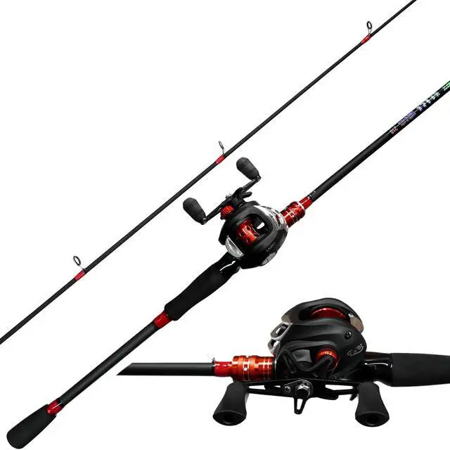 Main image of Fishing Rod and Reel Combo, Baitcasting Combo Baitcast Reel, 6 Foot 7 Foot 2-Piece, Durable Fiberglass Wrapped Carbon Fiber Rod with Comfortable EVA Handle