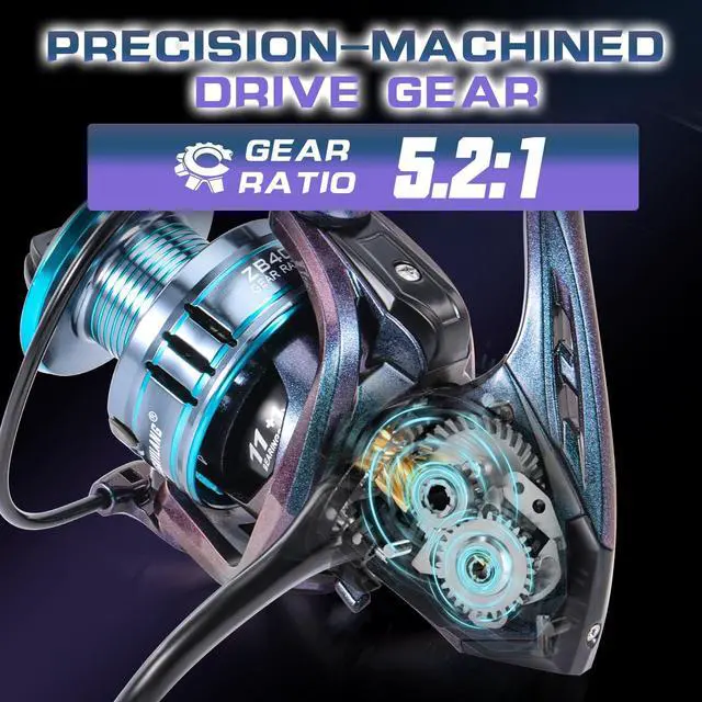 Alt view image 3 of 7 - Souagyilang Spinning Fishing Rod Reel Combos,2-Section 5.9Ft Light Weight Spinner Rod with Powerful Fishing Gear for Freshwater Present for Anglers