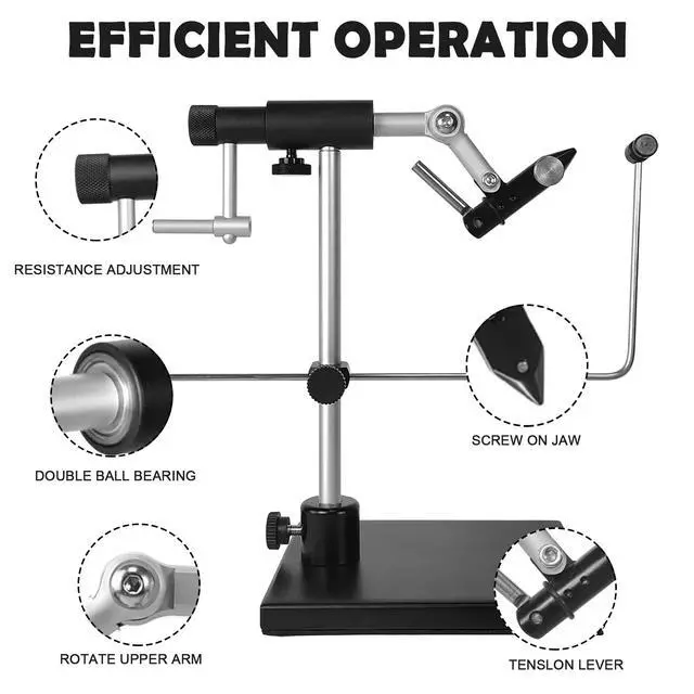 Alt view image 2 of 6 - TrueGrip Fly Tying Vise with 360° Rotary Function Smooth Ball Bearing System, Adjustable Tension, Durable Hook Jaws (Fits 26 to 4/0)
