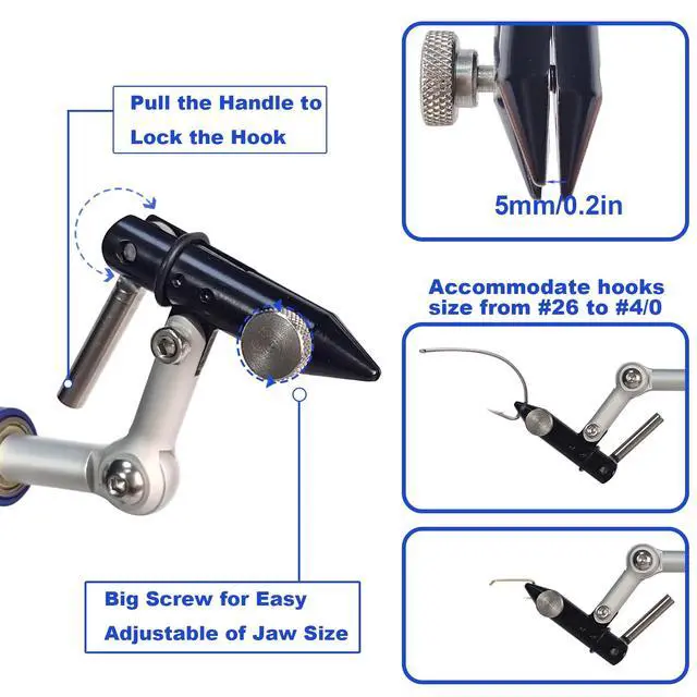 Alt view image 5 of 6 - TrueGrip Fly Tying Vise with 360° Rotary Function Smooth Ball Bearing System, Adjustable Tension, Durable Hook Jaws (Fits 26 to 4/0)