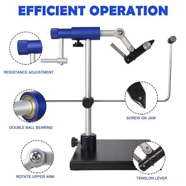 Alt view image 2 of 6 - TrueGrip Fly Tying Vise with 360° Rotary Function Smooth Ball Bearing System, Adjustable Tension, Durable Hook Jaws (Fits 26 to 4/0)