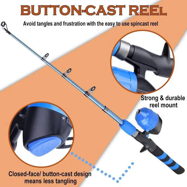 Alt view image 3 of 7 - Kids Fishing Pole, Portable Telescopic Fishing Rod and Reel Combo Kit - with Spincast Fishing Reel Tackle Box for Boys, Girls, Youth