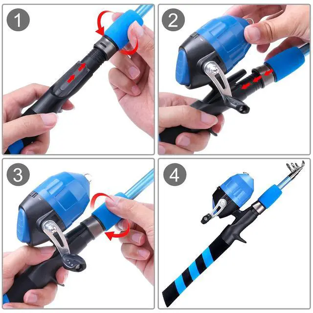 Alt view image 5 of 7 - Kids Fishing Pole, Portable Telescopic Fishing Rod and Reel Combo Kit - with Spincast Fishing Reel Tackle Box for Boys, Girls, Youth