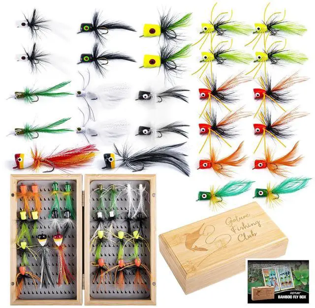 Main image of Fly Fishing Poppers Lures, Topwater Popper Flies Bugs Lure, Fly Fish Poppers Fishing Lures Kit, Dry Flies for Panfish Bluegill Crappie Sunfish Bass Trout Salmon
