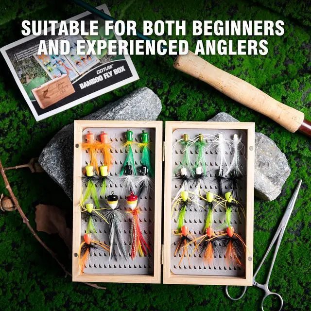 Alt view image 6 of 7 - Fly Fishing Poppers Lures, Topwater Popper Flies Bugs Lure, Fly Fish Poppers Fishing Lures Kit, Dry Flies for Panfish Bluegill Crappie Sunfish Bass Trout Salmon