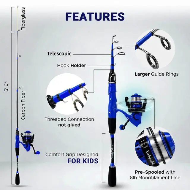 Alt view image 7 of 7 - Spinning Fishing Rod and Reel Combo Set with Tackle Box | Kids Fishing Pole | Carbon Fiber Telescopic Fishing Rod Kit | Spinning Reel for Travel Saltwater Freshwater Fishing Gear Kit