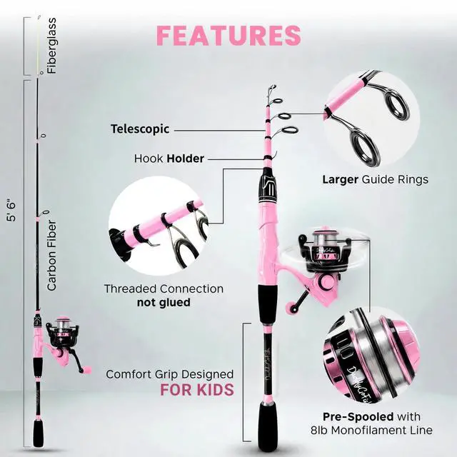 Alt view image 7 of 7 - Spinning Fishing Rod and Reel Combo Set with Tackle Box | Kids Fishing Pole | Carbon Fiber Telescopic Fishing Rod Kit | Spinning Reel for Travel Saltwater Freshwater Fishing Gear Kit