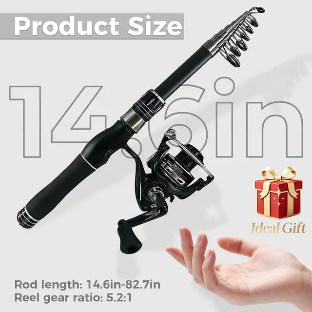Alt view image 2 of 7 - Fishing Rod, 6.9ft 2Pcs Telescopic Fishing Pole Set, Spinning Rod and Reel Combo with Carrier Bag Freshwater Fishing Rod and Reel Combos Kits Fishing Gear