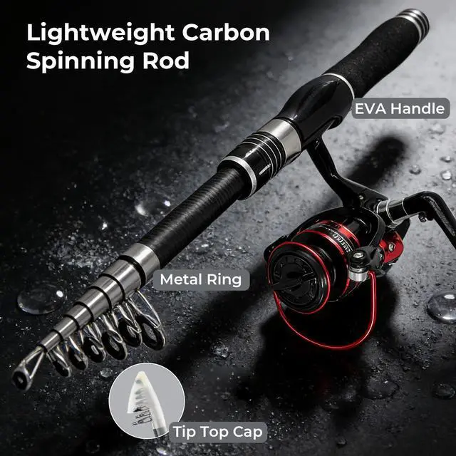Alt view image 6 of 7 - Fishing Rod, 6.9ft 2Pcs Telescopic Fishing Pole Set, Spinning Rod and Reel Combo with Carrier Bag Freshwater Fishing Rod and Reel Combos Kits Fishing Gear