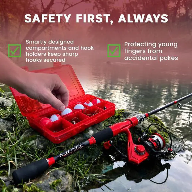 Alt view image 5 of 7 - Spinning Fishing Rod and Reel Combo Set with Tackle Box | Kids Fishing Pole | Carbon Fiber Telescopic Fishing Rod Kit | Spinning Reel for Travel Saltwater Freshwater Fishing Gear Kit