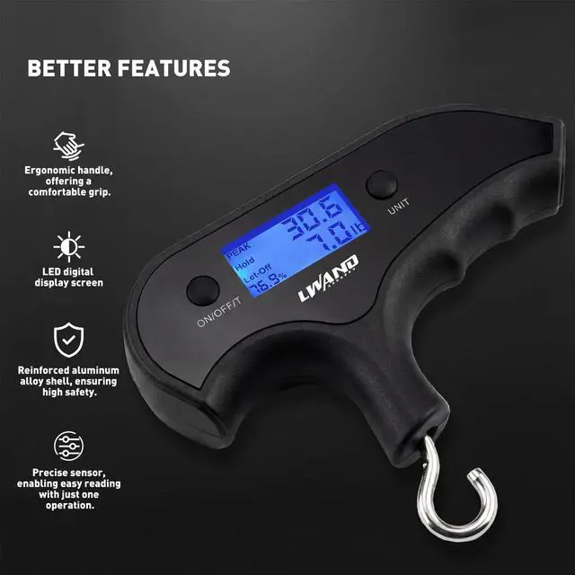 Alt view image 3 of 6 - Bow Scale, 110lbs High-Accuracy Archery Compound Bow Draw Weight Scale with Peak/Hold/Let-Off Function