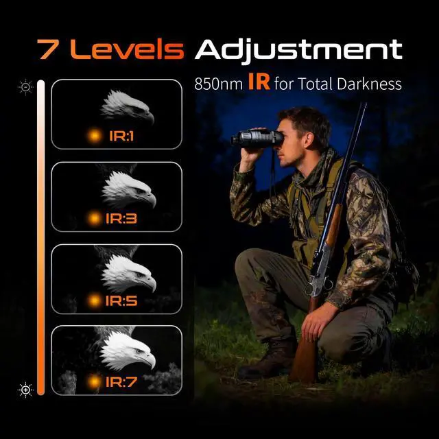 Alt view image 5 of 7 - Night Vision Goggles 4K Night Vision Binoculars Built-in IR Illumination for Hunting Camping, 4500mAh Rechargeable Battery, 32GB Card for Video and Photo Recording