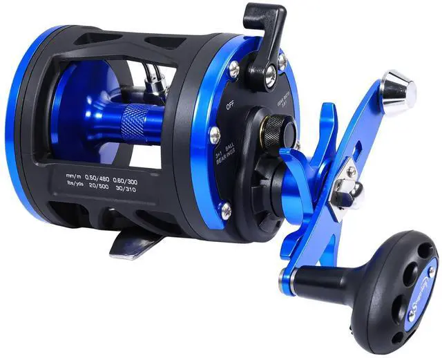 Main image of Trolling Reel & Conventional Fishing Reel - Saltwater Level Wind Reel with Smooth Drag, Heavy Duty Boat & Ocean Fishing Reel for Sea Bass, Grouper, Salmon
