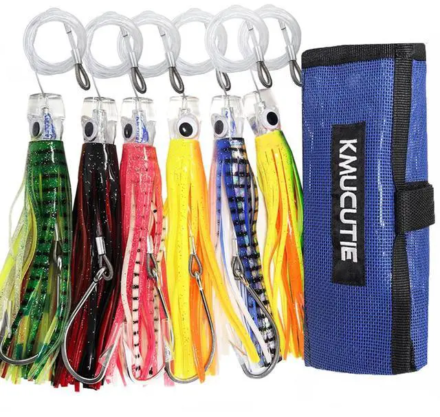 Main image of Set 6 Pcs Saltwater Trolling Lure 6.5/7/9 inch Marlin Deep Sea Fishing Bait | For Tuna Dolphin Sailfish Shark Big Game Fishing Tackle
