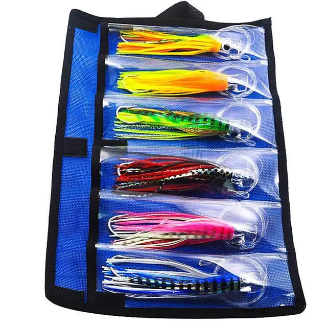 Alt view image 2 of 7 - Set 6 Pcs Saltwater Trolling Lure 6.5/7/9 inch Marlin Deep Sea Fishing Bait | For Tuna Dolphin Sailfish Shark Big Game Fishing Tackle