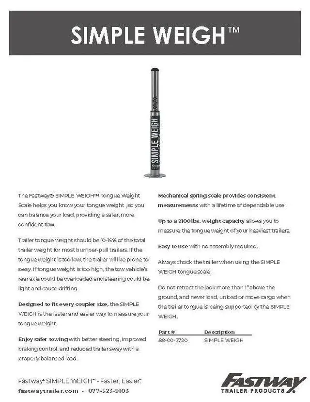 Alt view image 4 of 4 - Simple WEIGH Tongue Weight Scale