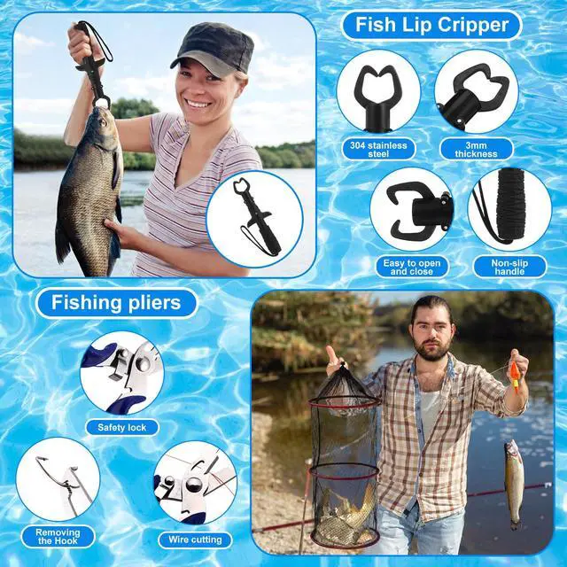 Alt view image 3 of 7 - 51 Pcs Fishing Rods Combo 6.89ft Telescopic Freshwater Pole Set with Plier Lip Gripper Lures Carrier Bag Pre Loaded Spinning Reel with Freshwater Rod Reel Kit Father Men Gift