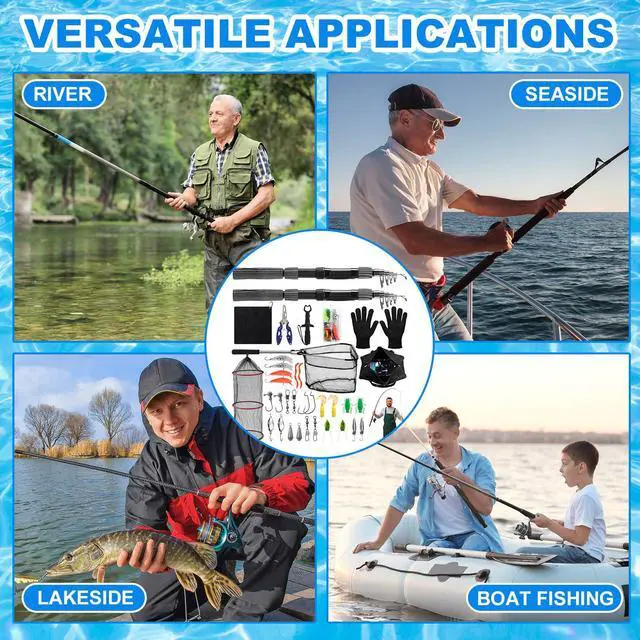 Alt view image 7 of 7 - 51 Pcs Fishing Rods Combo 6.89ft Telescopic Freshwater Pole Set with Plier Lip Gripper Lures Carrier Bag Pre Loaded Spinning Reel with Freshwater Rod Reel Kit Father Men Gift