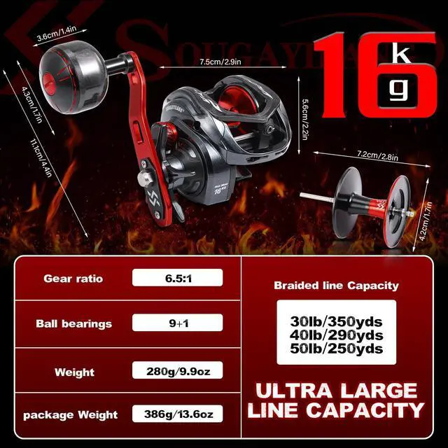 Alt view image 2 of 7 - Baitcasting Reel, 7.0:1 Gear Ratio Super Smooth Power, 9 + 1 Shielded Ball Bearings Anti-Corrosion Baitcaster Reel Fishing Reel