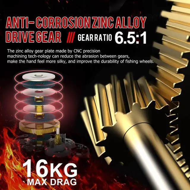 Alt view image 6 of 7 - Baitcasting Reel, 7.0:1 Gear Ratio Super Smooth Power, 9 + 1 Shielded Ball Bearings Anti-Corrosion Baitcaster Reel Fishing Reel