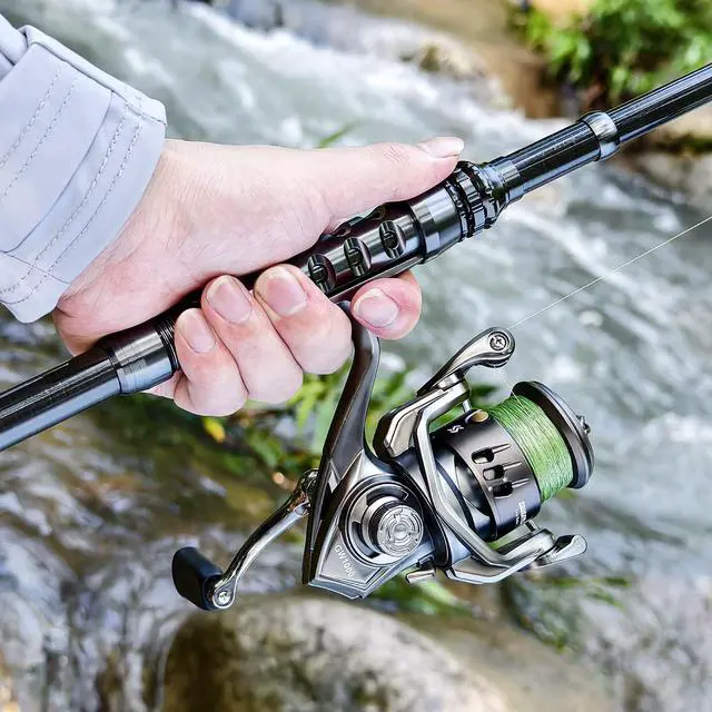 Alt view image 7 of 7 - Fishing Rod and Reel Combo 5.9FT Telescopic Carbon Fiber Fishing Pole with 12+1 BB Spinning Reel, Saltwater Freshwater Kit