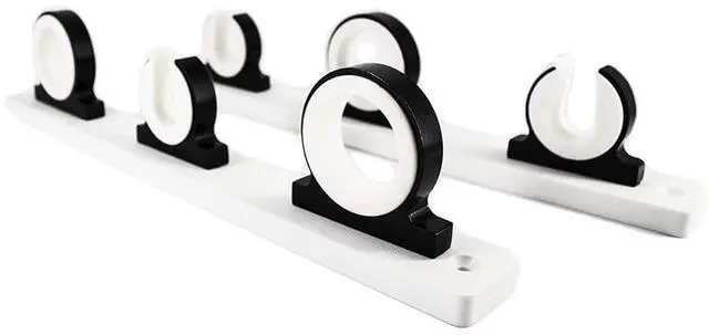 Main image of 3-Rod Reel Fishing Rod Storage Hanger Rack with White Poly Board Aluminum Black Powder Coating, Ideal for Marines, Boats, Vans, and Cars (Pack of 1)