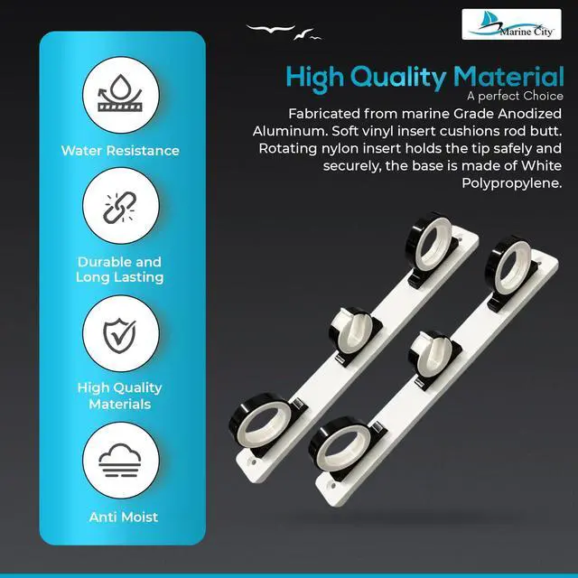 Alt view image 3 of 6 - 3-Rod Reel Fishing Rod Storage Hanger Rack with White Poly Board Aluminum Black Powder Coating, Ideal for Marines, Boats, Vans, and Cars (Pack of 1)