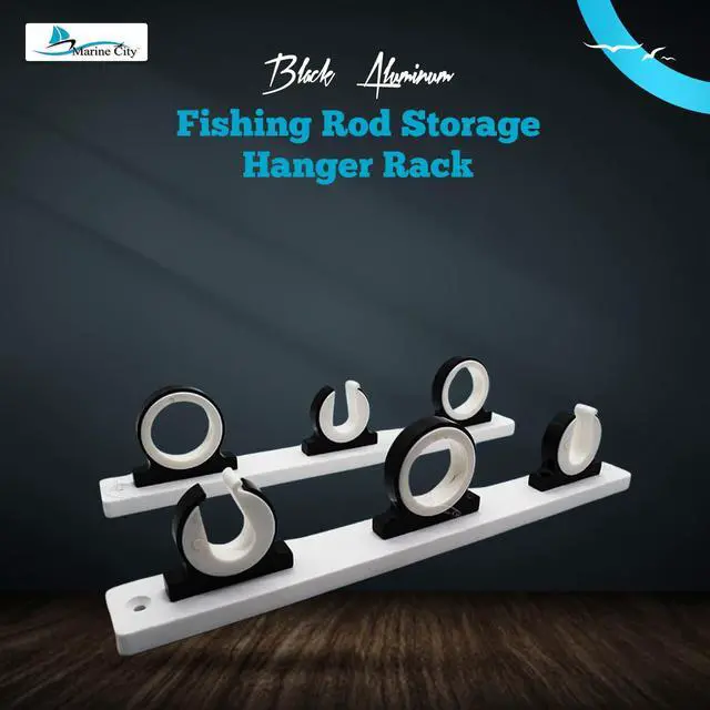 Alt view image 2 of 6 - 3-Rod Reel Fishing Rod Storage Hanger Rack with White Poly Board Aluminum Black Powder Coating, Ideal for Marines, Boats, Vans, and Cars (Pack of 1)