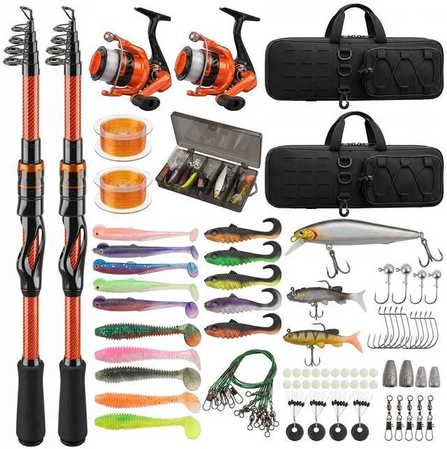 Main image of Fishing Rod and Reel Combos, Telescopic Fishing Rod, 2PCS Spinning Reel Set with Carrier Bag, Freshwater Fishing Rod and Reel Combos Kits for Saltwater and Freshwater Fishing
