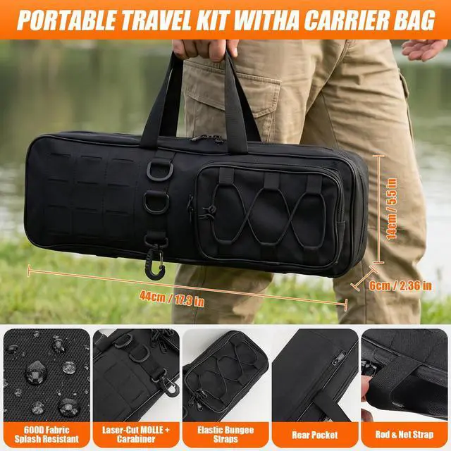 Alt view image 7 of 7 - Fishing Rod and Reel Combos, Telescopic Fishing Rod, 2PCS Spinning Reel Set with Carrier Bag, Freshwater Fishing Rod and Reel Combos Kits for Saltwater and Freshwater Fishing